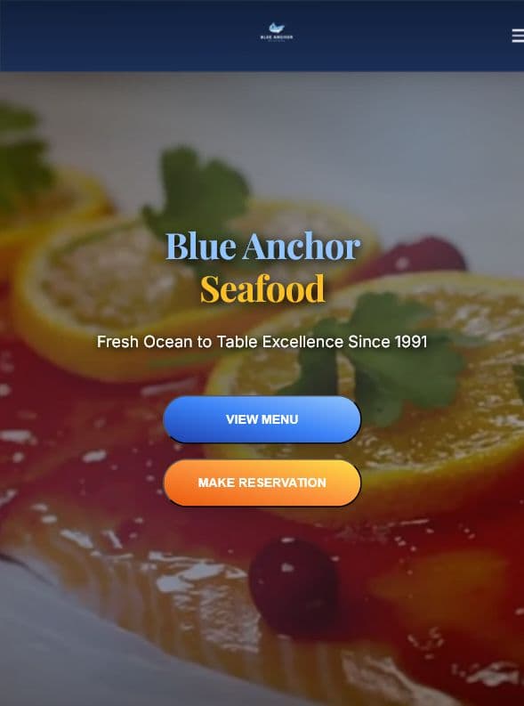Blue Anchor Seafood website preview