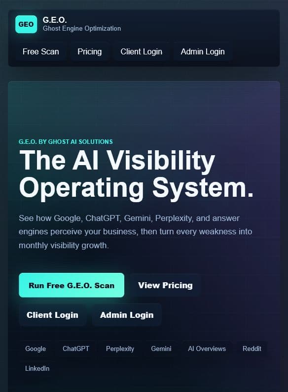 Ghost GEO website preview